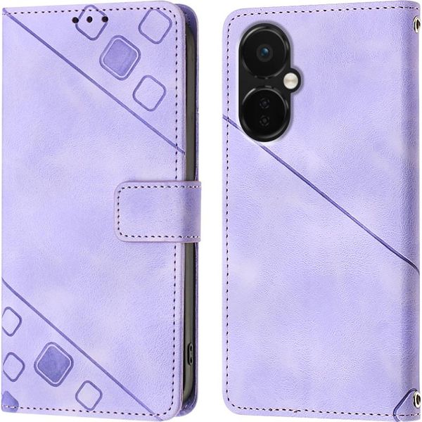 Custodia Per Oneplus Nord Ce 3 In Rilievo Custodia A Portafoglio In Pelle Flip Con Funzione Stand Viola-image