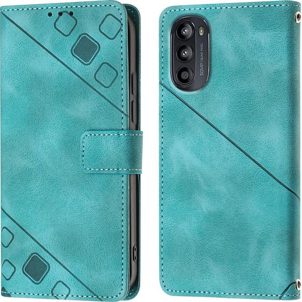 Custodia Per Motorola Moto G52 In Rilievo Custodia A Portafoglio In Pelle Flip Con Funzione Stand Verde-image