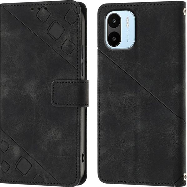 Cover Per Xiaomi Redmi A1 Embossed Flip Leather Wallet Case Con Stand Nero-image