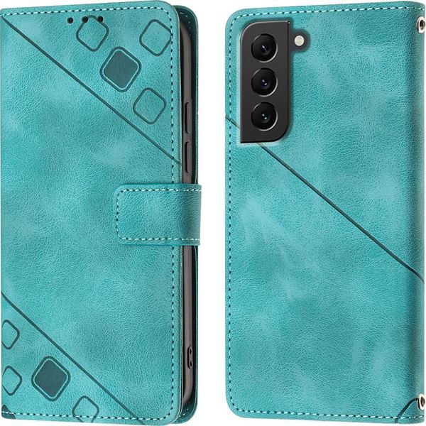 Custodia Per Samsung Galaxy S22 5G In Rilievo Custodia A Portafoglio In Pelle Flip Con Funzione Stand Verde-image