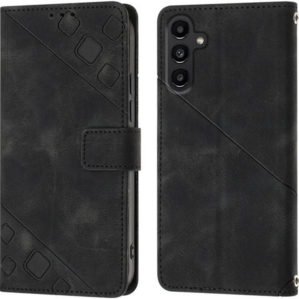 Custodia Per Samsung Galaxy A13 5G/A04/M13 5G/A04E In Rilievo Custodia Portafoglio In Pelle Flip Con Funzione Stand Nero-image