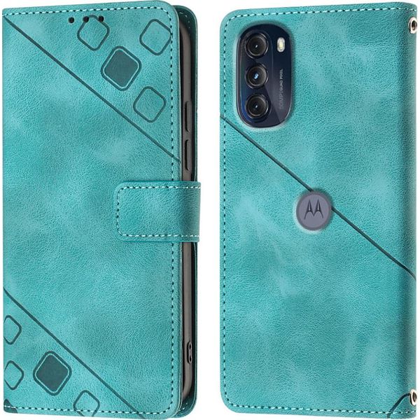 Custodia Per Motorola Moto G 5G 2022 In Rilievo Custodia A Portafoglio In Pelle Flip Con Funzione Stand Verde-image
