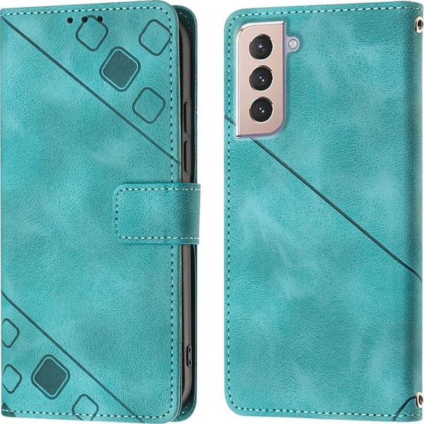 Custodia Per Samsung Galaxy S21 Plus 5G In Rilievo Custodia A Portafoglio In Pelle Flip Con Funzione Stand Verde-image