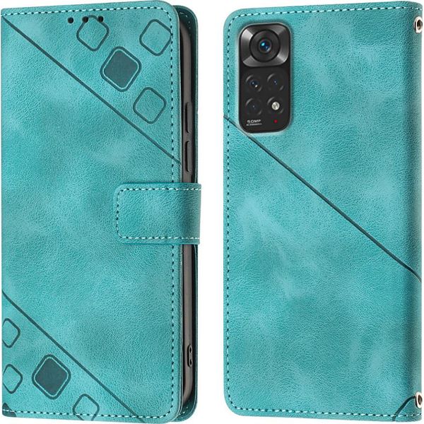 Custodia Per Xiaomi Redmi Note 11S / Note 11 4G In Rilievo Custodia A Portafoglio In Pelle Flip Con Funzione Di Supporto Verde-image