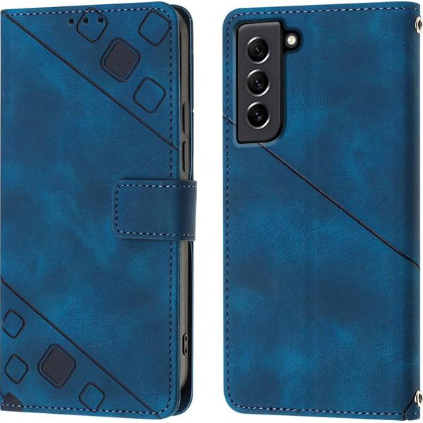 Custodia Per Samsung Galaxy S21 Fe In Rilievo Custodia Portafoglio In Pelle Flip Con Funzione Stand Blu-image