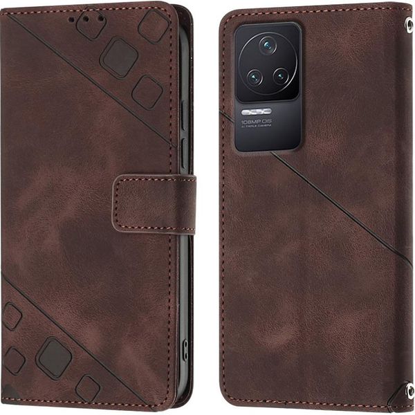 Custodia Per Xiaomi Redmi K50 / K50 Pro In Rilievo Custodia A Portafoglio In Pelle Flip Con Funzione Stand Brown-image
