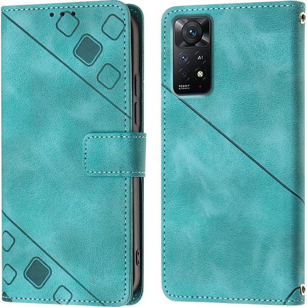 Cover Per Xiaomi Redmi Note 11 Pro 5G/4G Embossed Flip Leather Wallet Case Con Stand Verde-image