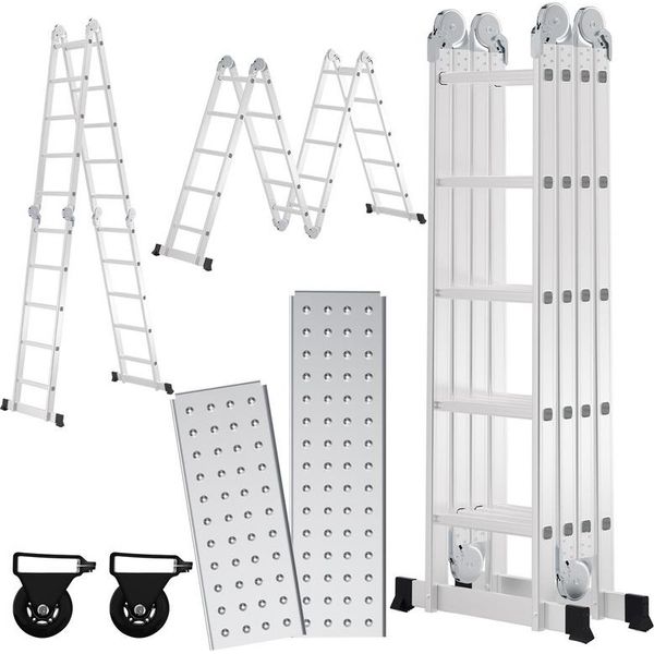 Jopassy Scala Multiuso 4X5 582Cm Scala Multifunzionale Scala Pieghevole Scala Telescopica Scala A Telaio Scala Singola Scala A Gradini Scala Domestica Scala In Alluminio-image