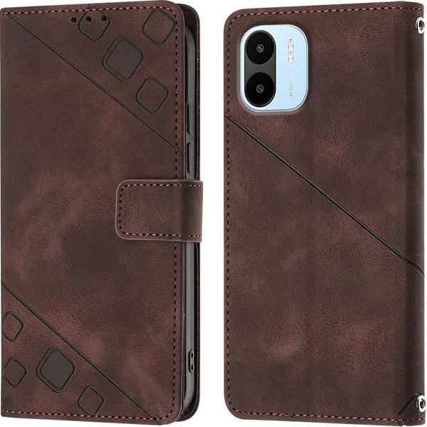 Custodia Per Xiaomi Redmi A1 In Rilievo Custodia A Portafoglio In Pelle Flip Con Funzione Stand Brown-image