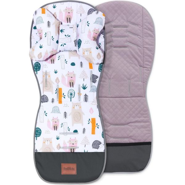 Set Estivo Di Cuscini Per Carrozzina Bellochi - Inserto Universale E Arioso Per Carrozzina Con Cuscino, Copricintura E Coprimanubrio - Cotone E Velour - 4Rest-image