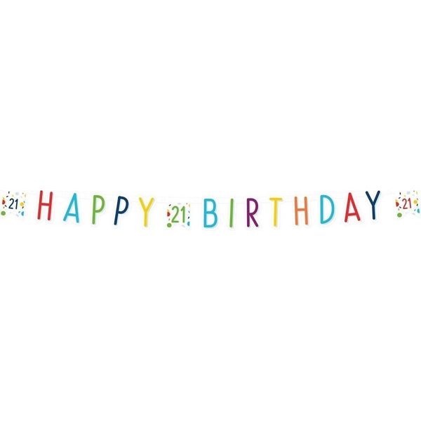 Amscan - Lettera - Bandiera, 21° Compleanno - Carta SG22622 (Taglia Unica) (A Colori)-image