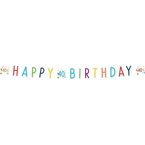 Amscan - Lettera - Bandiera, 40° Compleanno - Carta SG22626 (Taglia Unica) (Colorato)-image