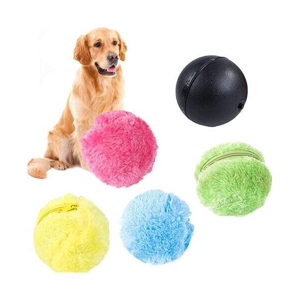 Giocattolo Elettrico Automatico Del Cane Della Palla Del Rullo, Palla Del Giocattolo Di Intelligenza Con 4 Coperture Del Tessuto Giocattolo Del Cucciolo Del Gatto Del Cane-image
