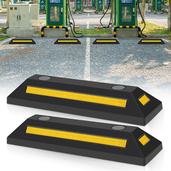 Fiqops 2X Fermaruote Protezione Anticollisione Parcheggio Stop Garage 54X15X10Cm Parcheggio Distanziatore-image