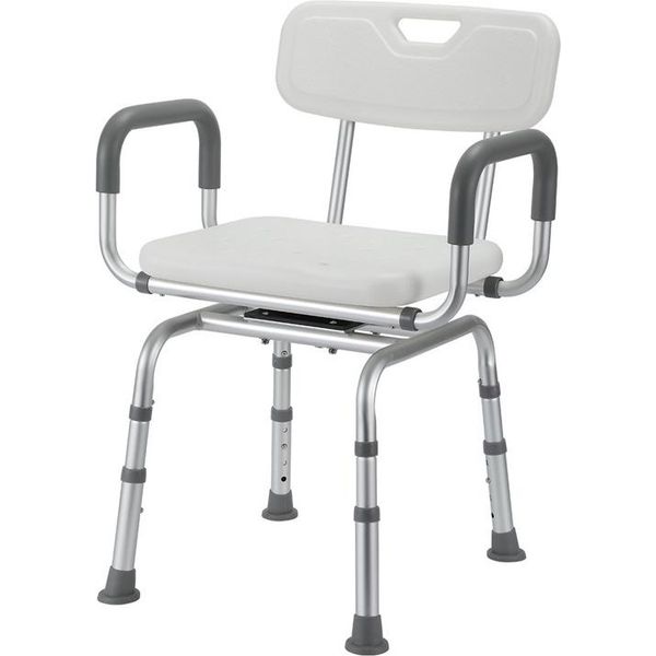 Sgabello Da Doccia Jopassy Sgabello Da Bagno Sedia Da Doccia Regolabile In Altezza Fino A 136 Kg Sedile Da Bagno Con Braccioli E Schienale +360° Ruotabile-image