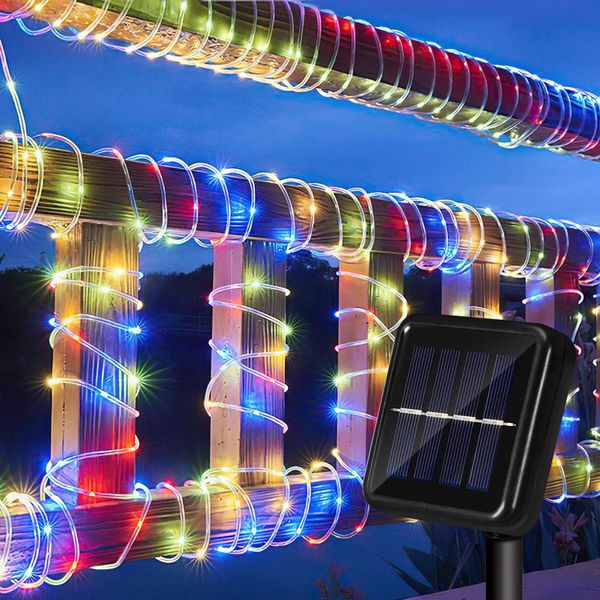 Fiqops Luce Solare A Corda Filo Giardino Luci Fata Led Corda Luce Colorata-10M-image