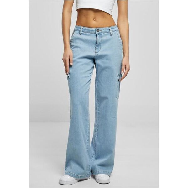 Urban Classics - Donna Pantaloni Cargo A Vita Alta In Denim Lavato Chiaro - 26-image