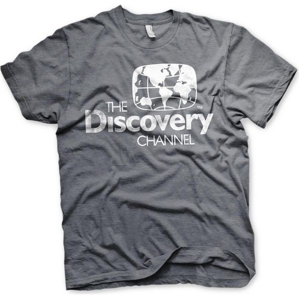 Maglietta Discovery Channel Con Logo Invecchiato - Large - Dark-Heather-image
