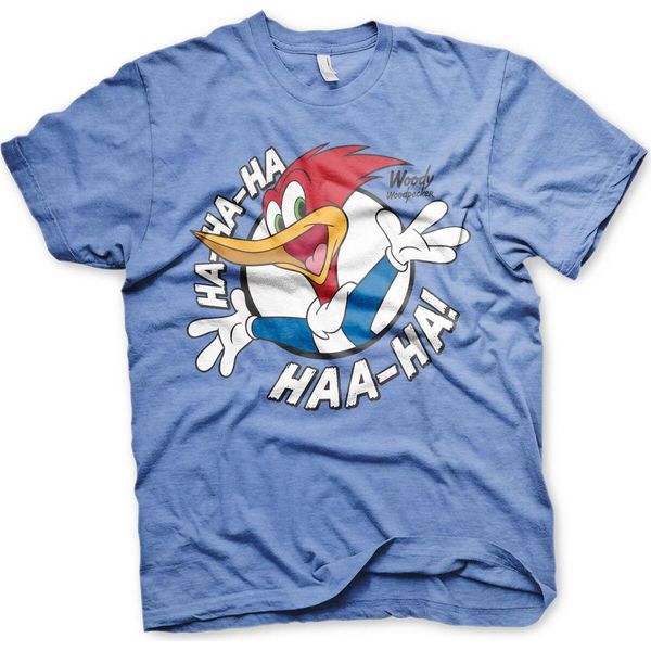 Maglietta Woody Woodpecker Hahaha - Xx-Large - Blu-Heather-image