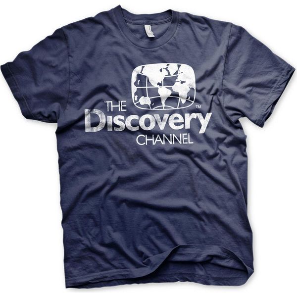 Maglietta Discovery Channel Con Logo Invecchiato - Xx-Large - Navy-image