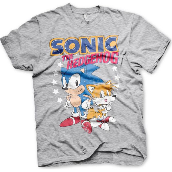 Sonic The Hedgehog - Maglietta Sonic & Tails - Media - Grigio Erica-image