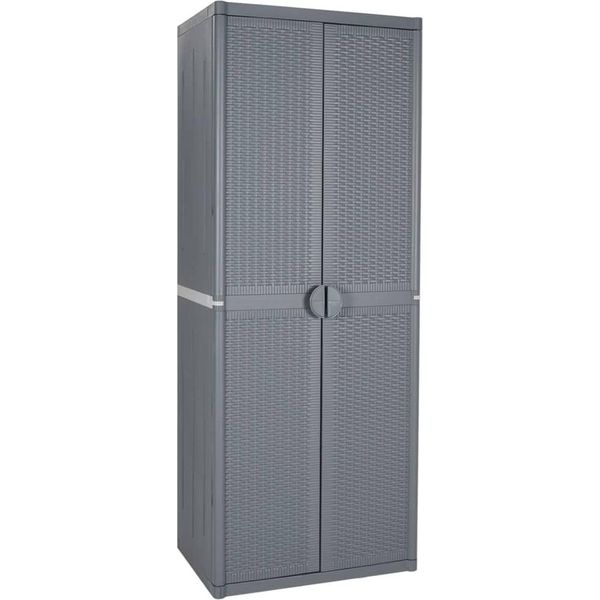The Living Store Mobile Da Giardino Grigio 65X45X172 Cm Pp Rattan-image