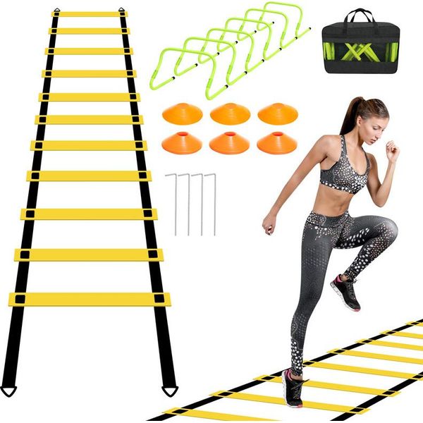 Jopassy Set Per L'allenamento Dell'agilità Ostacoli Per L'allenamento Scala Di Coordinazione Regolabile Cappelli Da Calcio Allenamento Della Coordinazione Aiuto All'allenamento-image