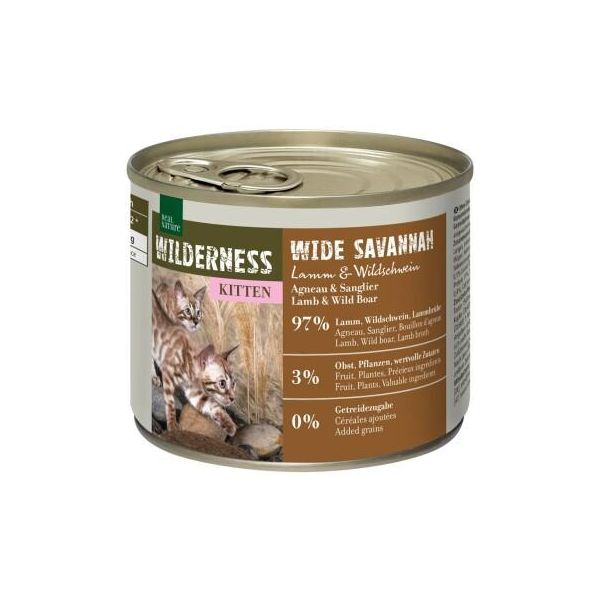 Real Nature Wilderness Kitten Wide Savannah Agneau & Sanglier 6X200 G-image