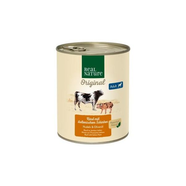 Real Nature Nourriture Humide Chien Adulte BœUf Et Jambon Ital. 6X800 G-image