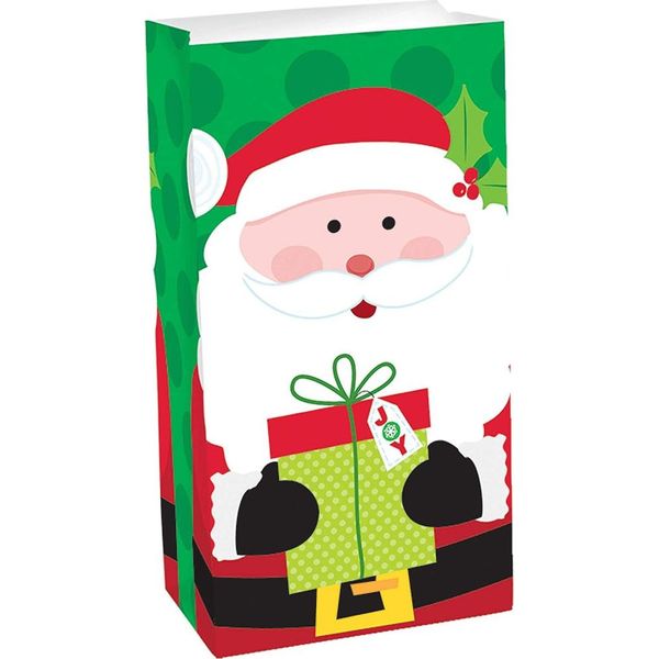 Amscan - Sacchetto Per Dolcetti Di Carta Babbo Natale SG24823 (Taglia Unica) (Colorato)-image