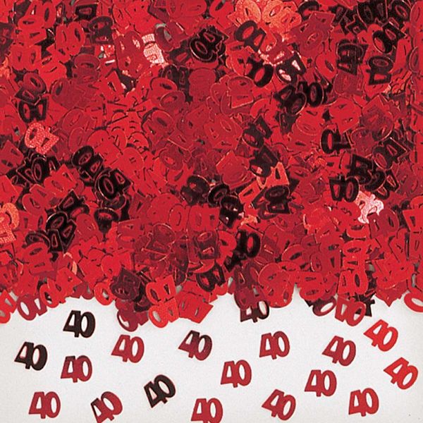 Amscan - Coriandoli, 40° Anniversario - Plastica SG24768 (Taglia Unica) (Rosso)-image