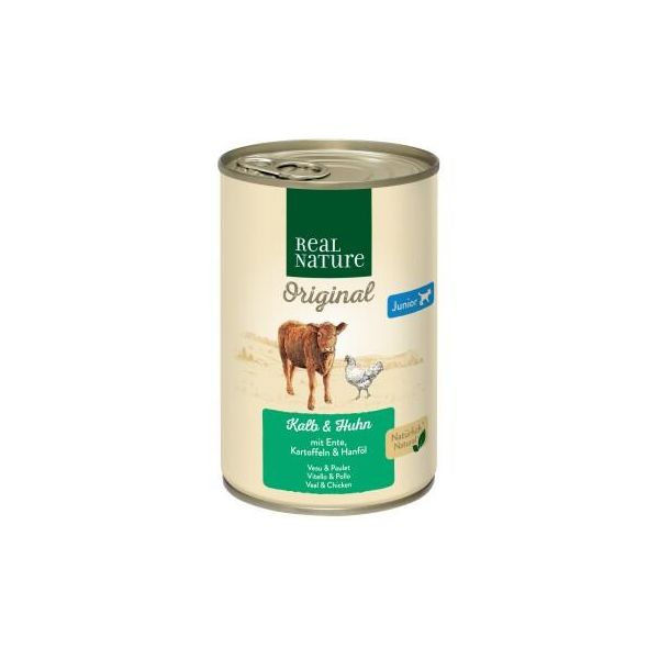 Real Nature Nourriture Humide Chien, Junior, Veau Et Poulet 24X400 G-image