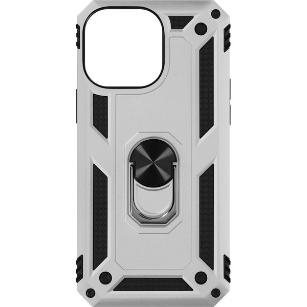 Custodia Ibrida Per Cellulare Con Supporto Ad Anello Per Apple Iphone 15 Pro Max - Argento-image