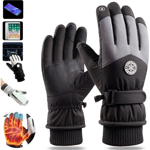 Guanti Invernali Da Uomo Guanti Termici Impermeabili Touchscreen Guanti Invernali Antivento Per Il Ciclismo Sport All'aperto-image