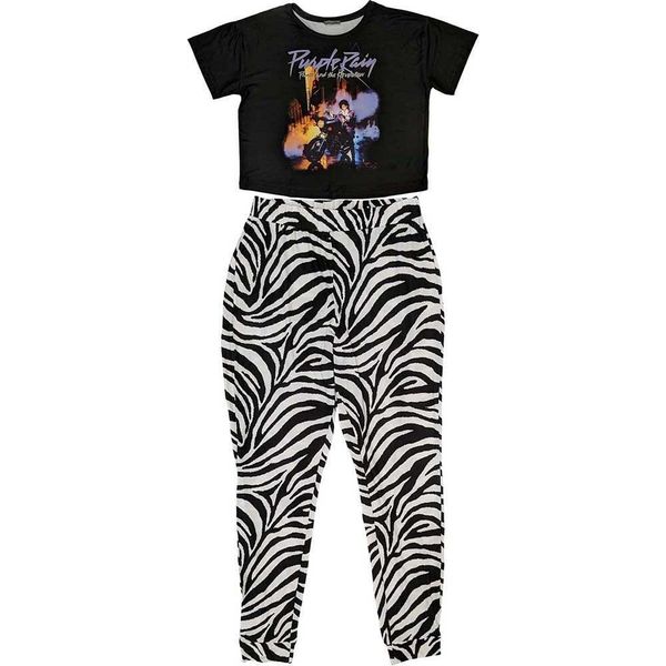Prince - Pigiama "Purple Rain"" Da Donna RO9831 (Xs) (Nero/Bianco)"-image