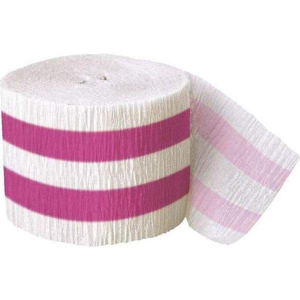 Unique Party - Con Strisce - Festoni, Carta Crespa SG29896 (Taglia Unica) (Rosa Acceso/Bianco)-image