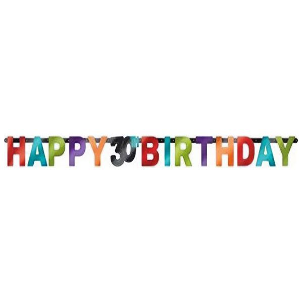 Amscan - Bandiera Da Lettera, In Lamina, 30° Compleanno SG28209 (Taglia Unica) (Colorato)-image