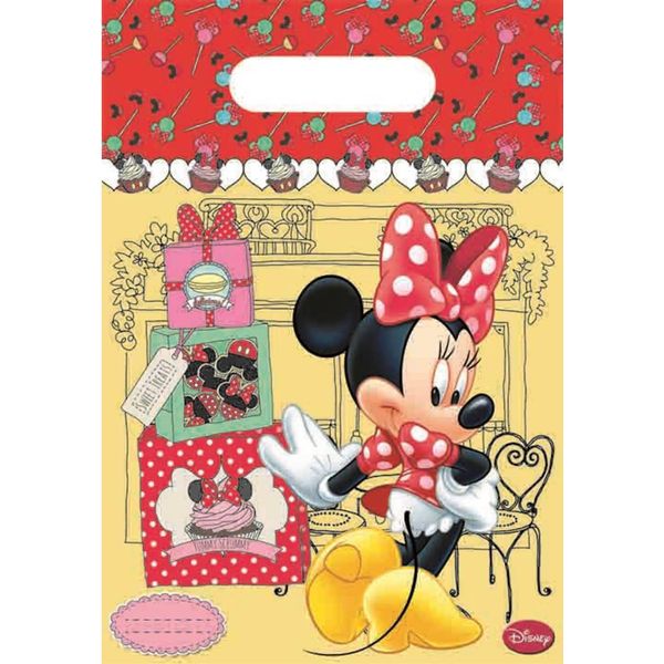 Minnie Mouse - Sacchetti Di Plastica Per Feste Café Confezione Da 6 SG21844 (Taglia Unica) (Giallo/Rosso/Rosa)-image