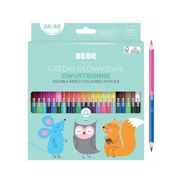 Matite Bifacciali 24/48 Colori Bebe Kids Interdruk - Armonia Creativa Dei Colori In Ogni Disegno! Ideale Per I Piccoli Artisti!-image