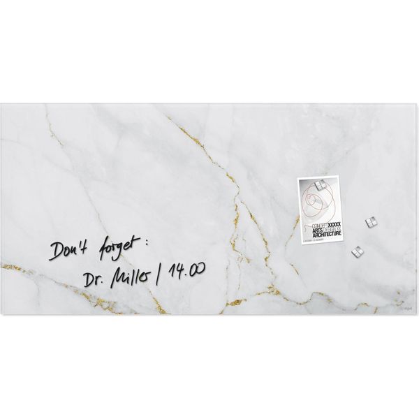Sigel GL361 Sigel Glas-Magnettafel Artverum® 91,0 X 46,0 Cm Design Marble & Gold-image