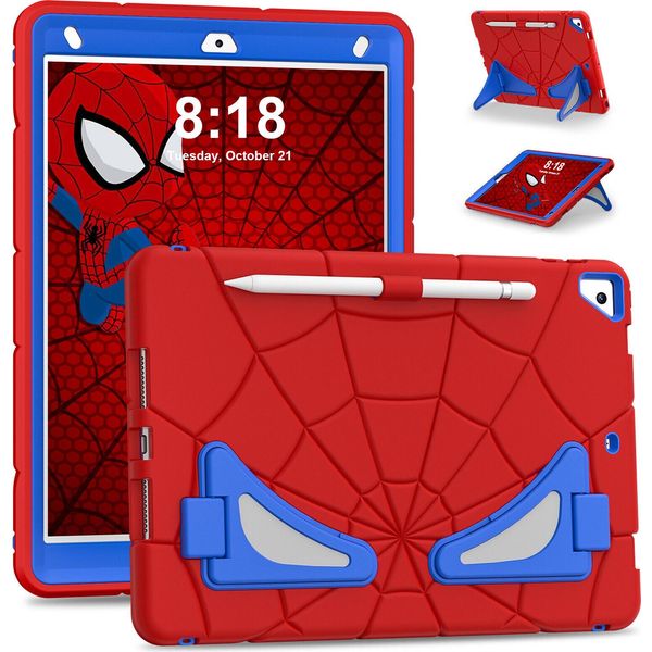 Custodia Protettiva Per Ipad 10.2 2021/2020/2019, Ipad 9°/8°/7° Generazione, Robusto Supporto Antiurto Per Bambini Ragazzi Rosso Blu-image