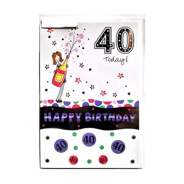 Floreale - Biglietto Di Compleanno "40 Oggi!"" - Cartoncino SG32998 (Taglia Unica) (Bianco/Colorato)"-image