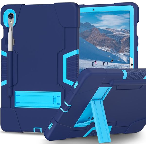 Custodia Per Samsung Galaxy Tab S9/S9 Fe 11/10.9" SM-X710/X716B/X718U/X510 2023, Custodia Protettiva Ibrida A Tre Strati Resistente Agli Urti Con Supporto Blu"-image