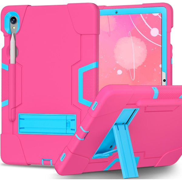 Custodia Per Samsung Galaxy Tab S9/S9 Fe 11/10.9" SM-X710/X716B/X718U/X510 2023, Custodia Protettiva Ibrida A Tre Strati Resistente Agli Urti Con Supporto Rosa Blu"-image
