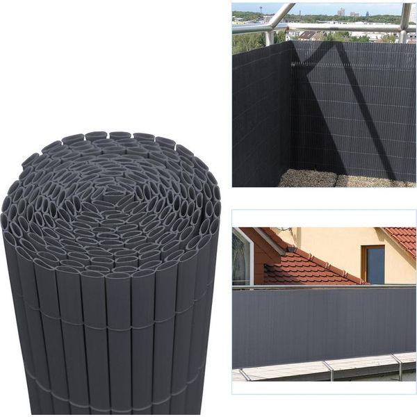 Aopunly Pvc Privacy Schermo Stuoia Privacy Recinzione Schermo Privacy Per Recinzione Balcone Frangivento Grigio 100X900Cm-image
