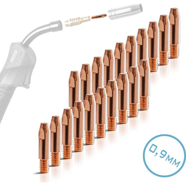 Stahlwerk Set Di 20 Punte Di Contatto AK25 | MB25 | KD24 | MB24 | Punte Di Contatto M6X28 In 0,9 Mm Set Di Parti Di Usura Mig Mag | Accessori Di Saldatura Per Torce Di Saldatura-image