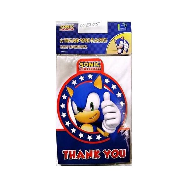 Sonic The Hedgehog - Biglietto Di Ringraziamento 6-Pack - Cartoncino SG34154 (Taglia Unica) (Bianco/Blu/Rosso)-image
