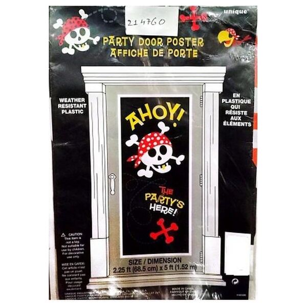 Unique Party - Striscione Per Porta "Ahoy!"" - Plastica SG34179 (Taglia Unica) (Nero/Colorato)"-image