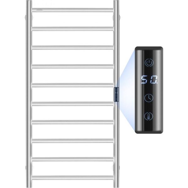 Asciugamano - Scaldasalviette - Supporto A Parete Con 10 Aste - Argento - Riscaldatore Da Bagno - Asciugamani Efficiente-image