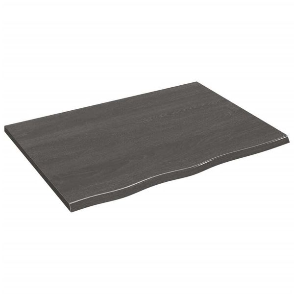 Syfax™ Piano Tavolo Marrone Scuro 80X60X2Cm Rovere Massello Trattato-image